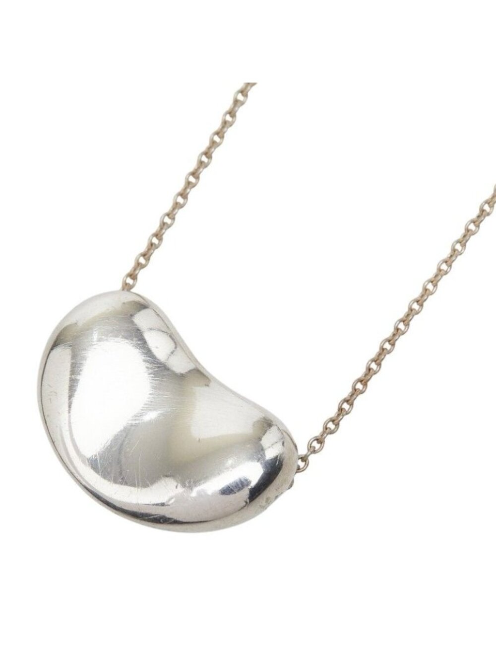 Tiffany & Co Elsa Peretti Bean Chain Pendant Silver Necklace